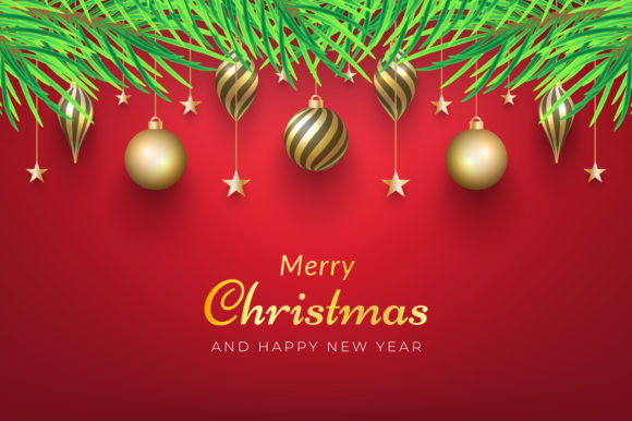 Download Red Christmas Background with Ornaments - Premium Bundle